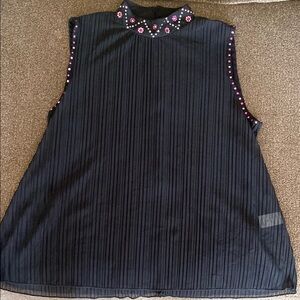 Embellished Black Sheer Sleeveless Top